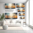 Faszinierendes Panoramabild: Surreale Stadtlandschaft in Orange und Blau entdecken! - posterfolio.de