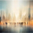 Faszinierendes Panoramabild: Surreale Stadtlandschaft in Orange und Blau entdecken! - posterfolio.de