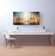 Faszinierendes Panoramabild: Surreale Stadtlandschaft in Orange und Blau entdecken! - posterfolio.de