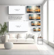 Faszinierendes Panoramabild: Surreale Stadtlandschaft in Orange und Blau entdecken! - posterfolio.de