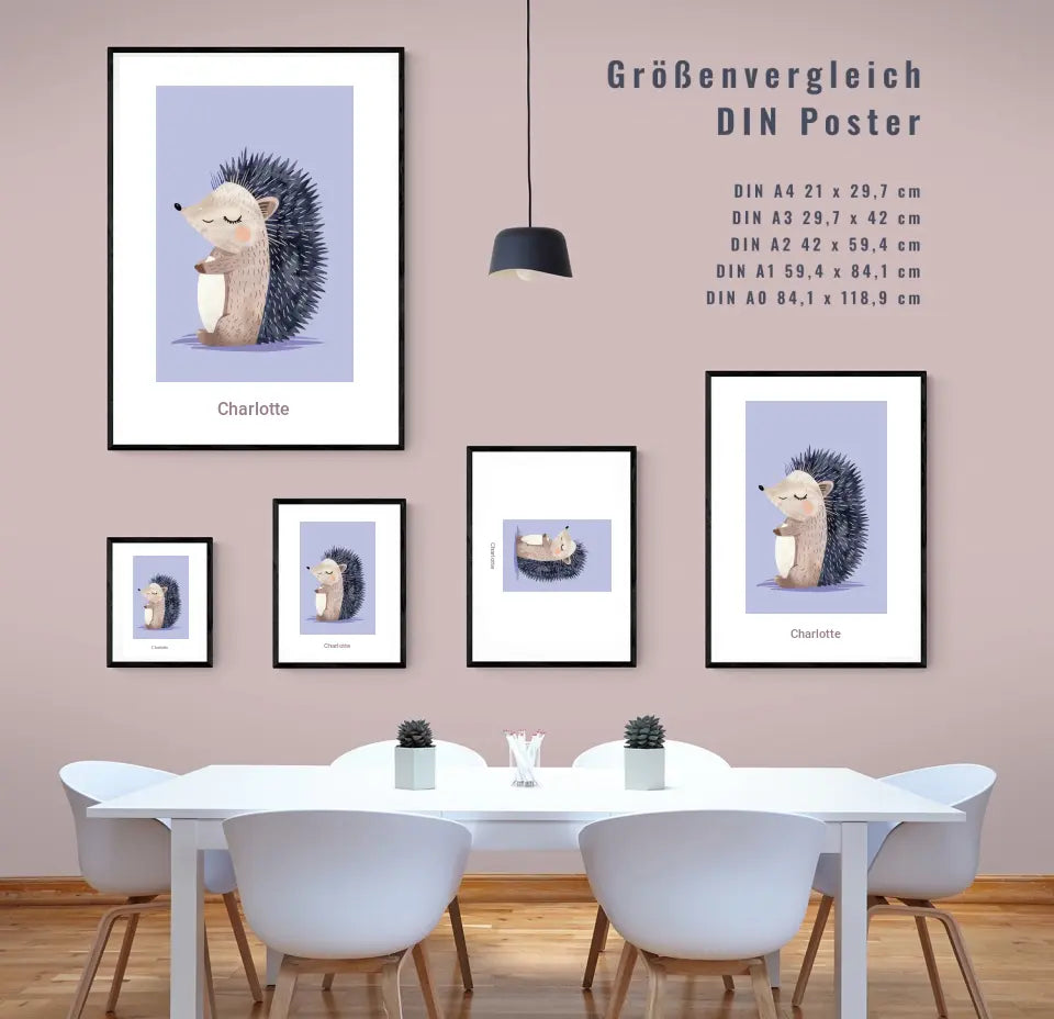 Kleiner Igel: Dein personalisiertes Poster für sanfte Träume!