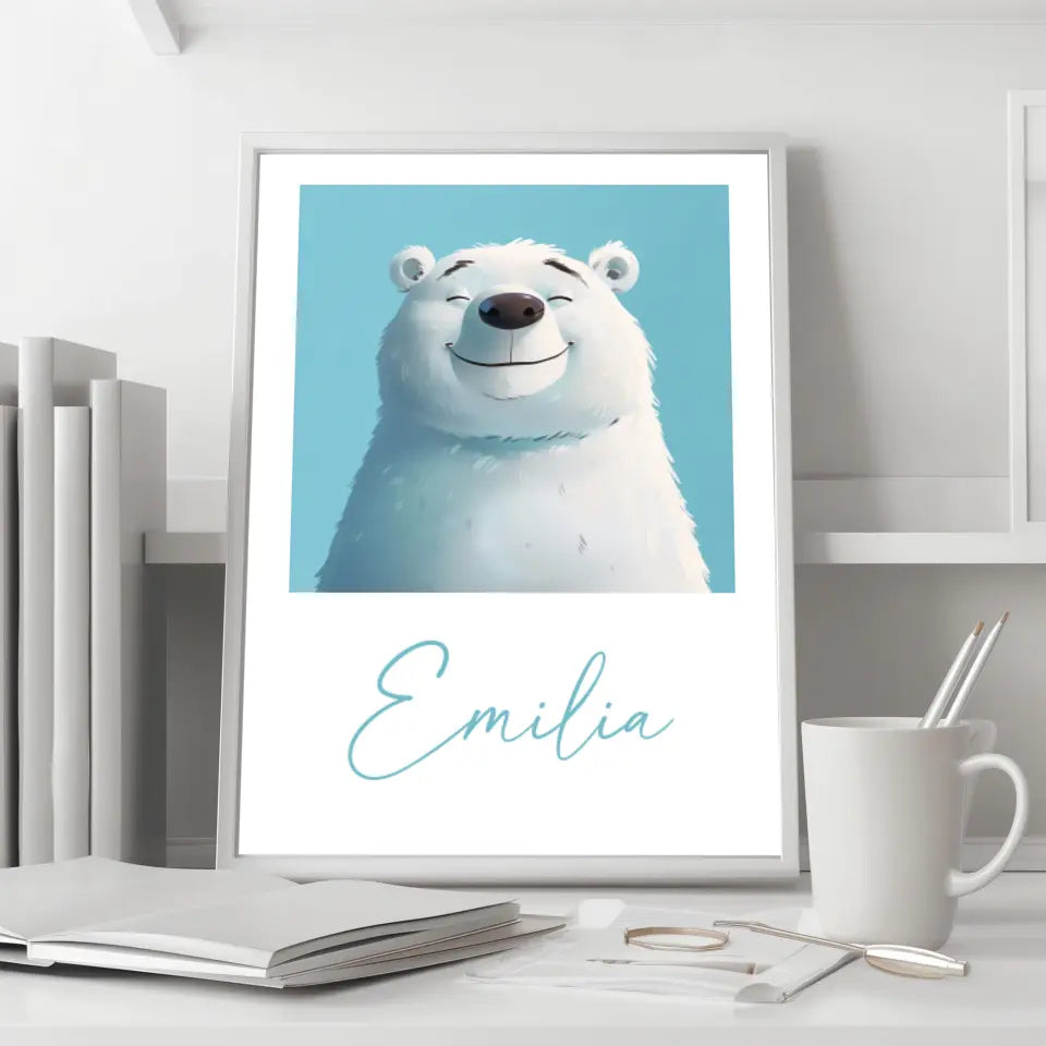 Glücklicher Eisbär: Dein personalisiertes Poster für pure Freude!