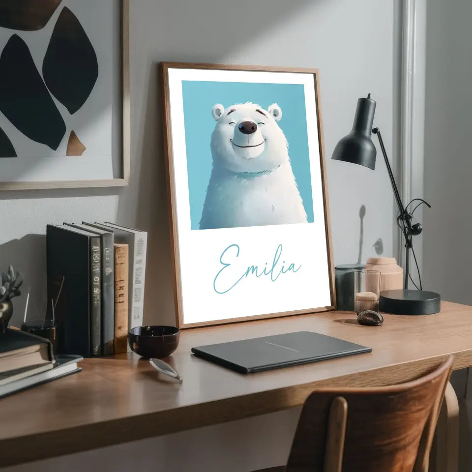 Glücklicher Eisbär: Dein personalisiertes Poster für pure Freude!