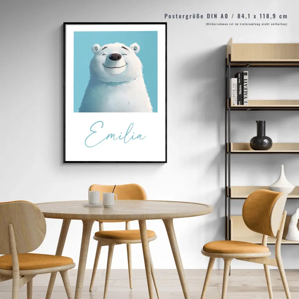 Glücklicher Eisbär: Dein personalisiertes Poster für pure Freude!