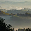 Toskana Wandbild: Sanfte Hügel und Nebelmorgen bei San Gimignano