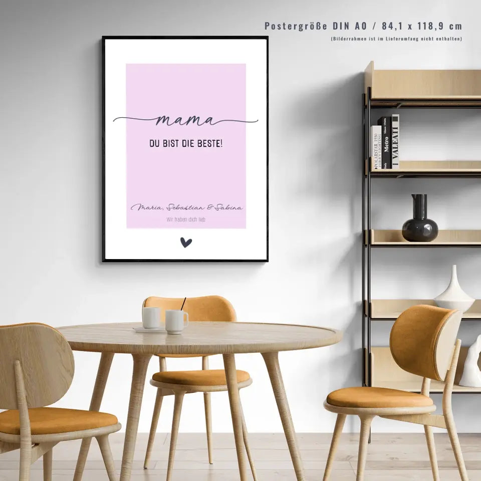 Mama, du bist die Beste! Personalisierbares Poster in Pastelltönen - Einzigartiges Geschenk für die beste Mama