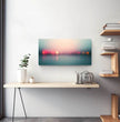 Panorama Wandbild: Stadtlichter im Wasser bei Dämmerung - posterfolio.de
