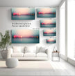 Panorama Wandbild: Stadtlichter im Wasser bei Dämmerung - posterfolio.de