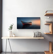 Panorama Wandbild: Einsames Boot im Sonnenuntergang - posterfolio.de