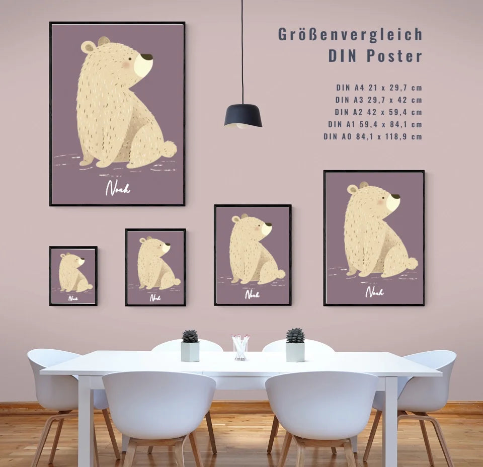 Niedlicher Bär: Dein personalisiertes Poster für leuchtende Kinderaugen!