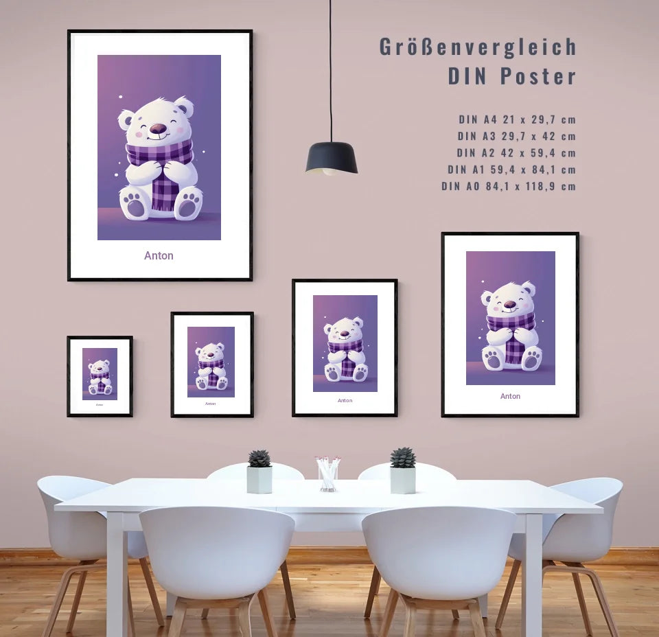 Fröhlicher Eisbär: Dein personalisiertes Poster für winterliche Gemütlichkeit!