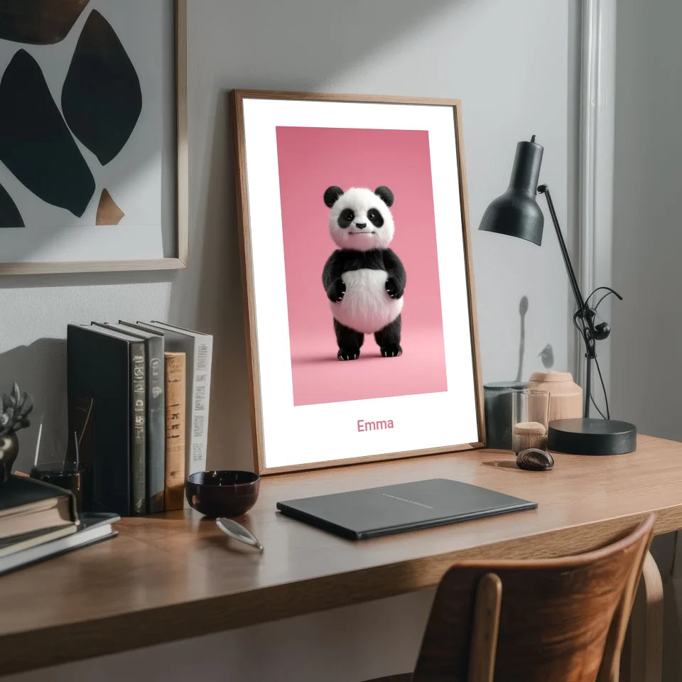 Fröhlicher Panda: Dein personalisiertes Poster für strahlende Kinderzimmer!