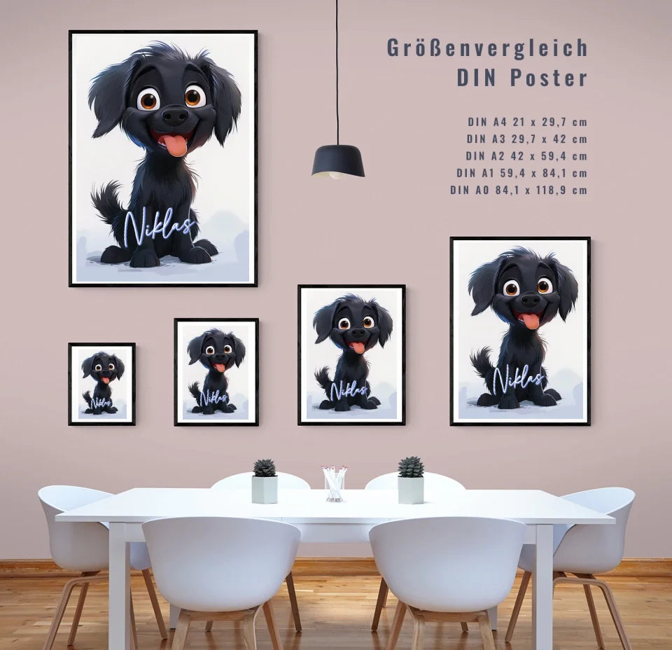 Fröhlicher Welpe: Dein personalisiertes Poster für pure Freude!