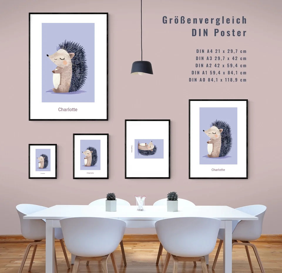 Kleiner Igel: Dein personalisiertes Poster für sanfte Träume!