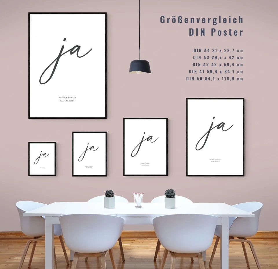 Personalisiertes Hochzeitsposter - Unser ‘ja’ für die Liebe