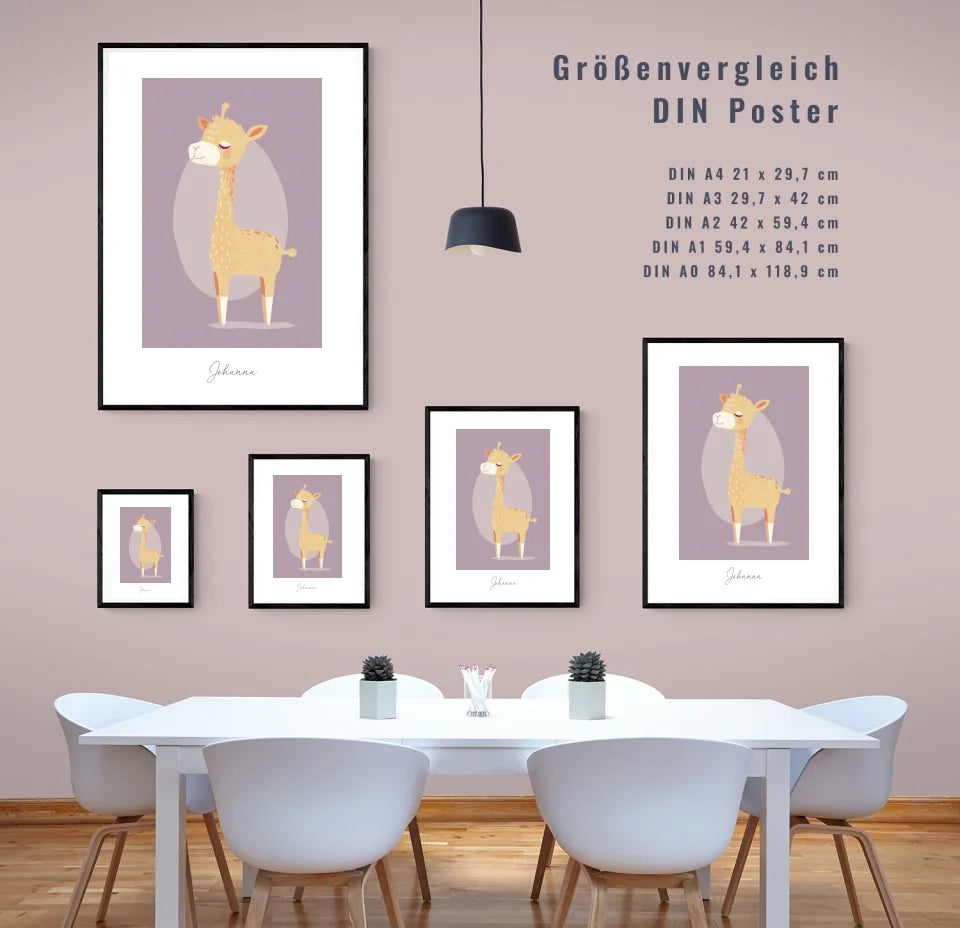 Zauberhaftes Giraffenposter: Dein personalisiertes Kinderzimmer-Highlight!