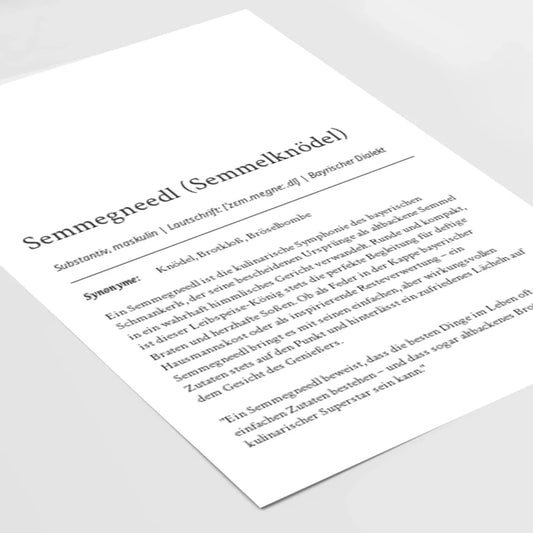 Bayrisches Semmegneedl Definition Poster: Dein personalisiertes Küchengeschenk