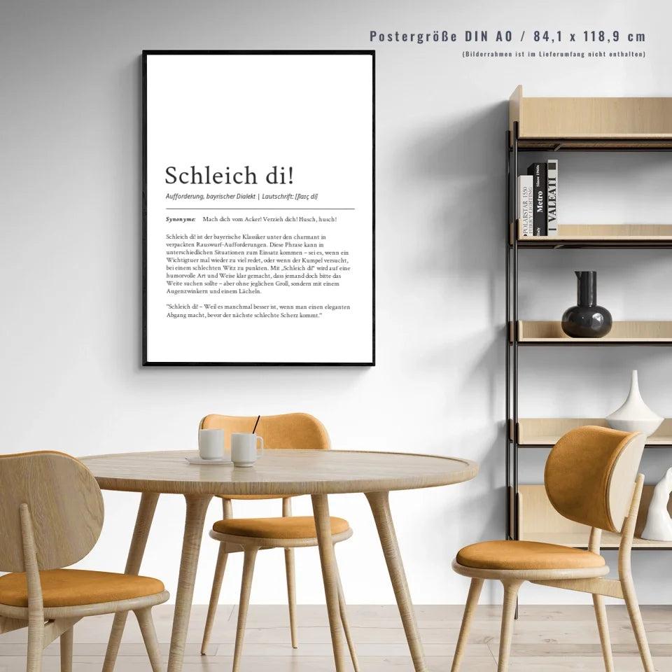 Bayrisches "Schleich di" Definition Poster: Dein personalisiertes Geschenk