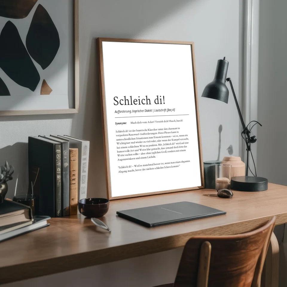 Bayrisches "Schleich di" Definition Poster: Dein personalisiertes Geschenk