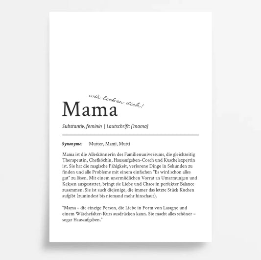 Definition Poster Mama: Dein liebevolles personalisiertes Geschenk