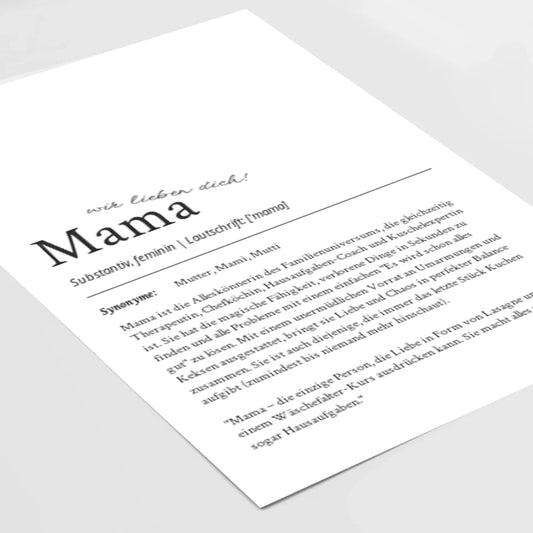 Definition Poster Mama: Dein liebevolles personalisiertes Geschenk