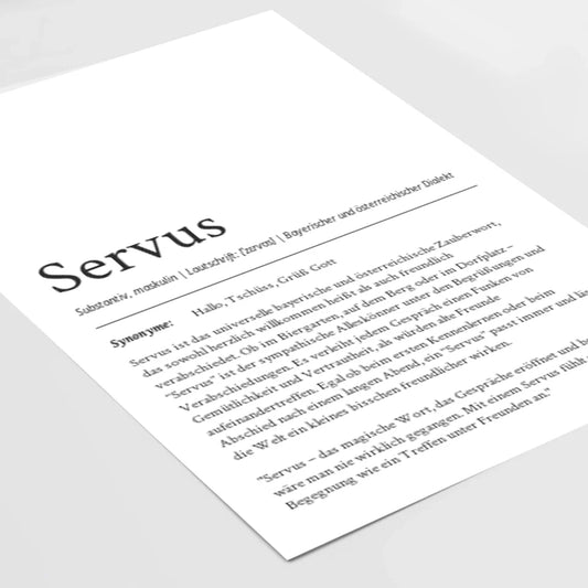 Definition Poster Servus: Ein einzigartiges, personalisiertes Poster