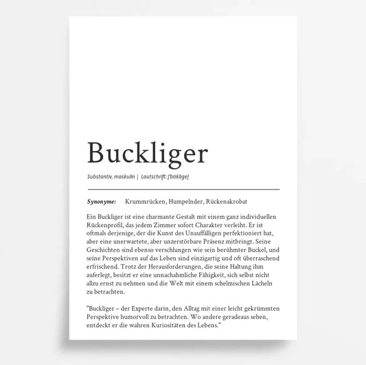 Dein personalisiertes Definition Poster "Buckliger": Ein echtes Unikat