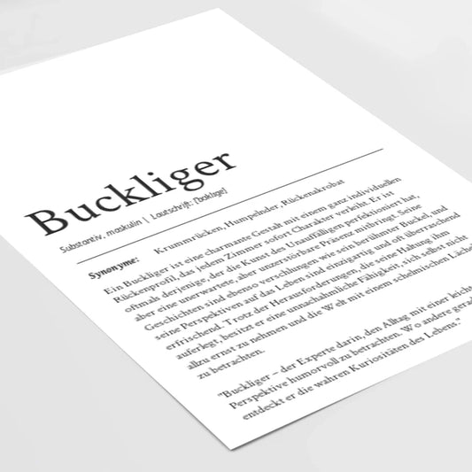 Dein personalisiertes Definition Poster "Buckliger": Ein echtes Unikat