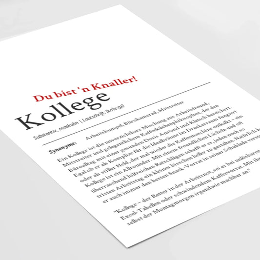 Dein personalisiertes Definition Poster "Kollege": Individuell & Einzigartig