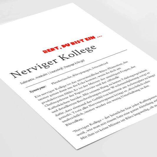 Dein personalisiertes Definition Poster "Nerviger Kollege": Humorvoll & Einzigartig