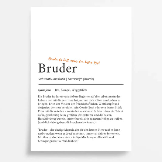 Definition Poster Bruder: Ein einzigartiges, personalisiertes Poster