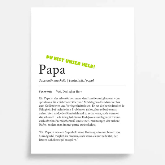 Definition Poster Papa: Dein personalisiertes Geschenk voller Liebe