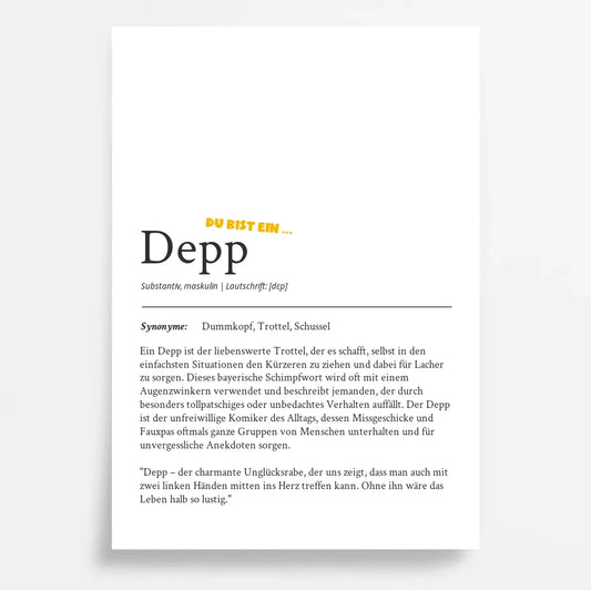 Definition Poster "Depp": Ein einzigartiges, personalisiertes Poster