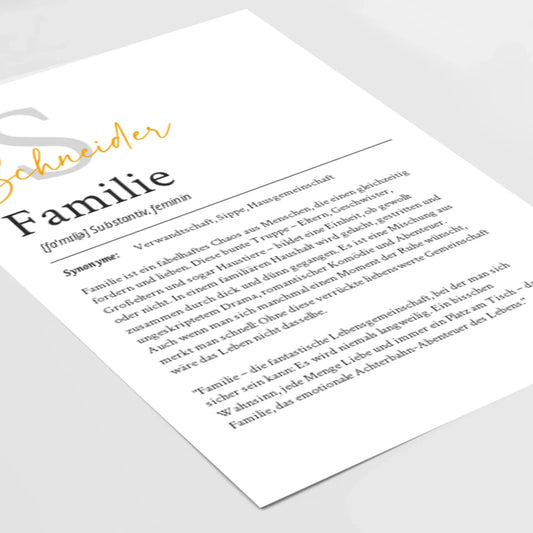 Definition Poster Familie: personalisiertes Geschenk