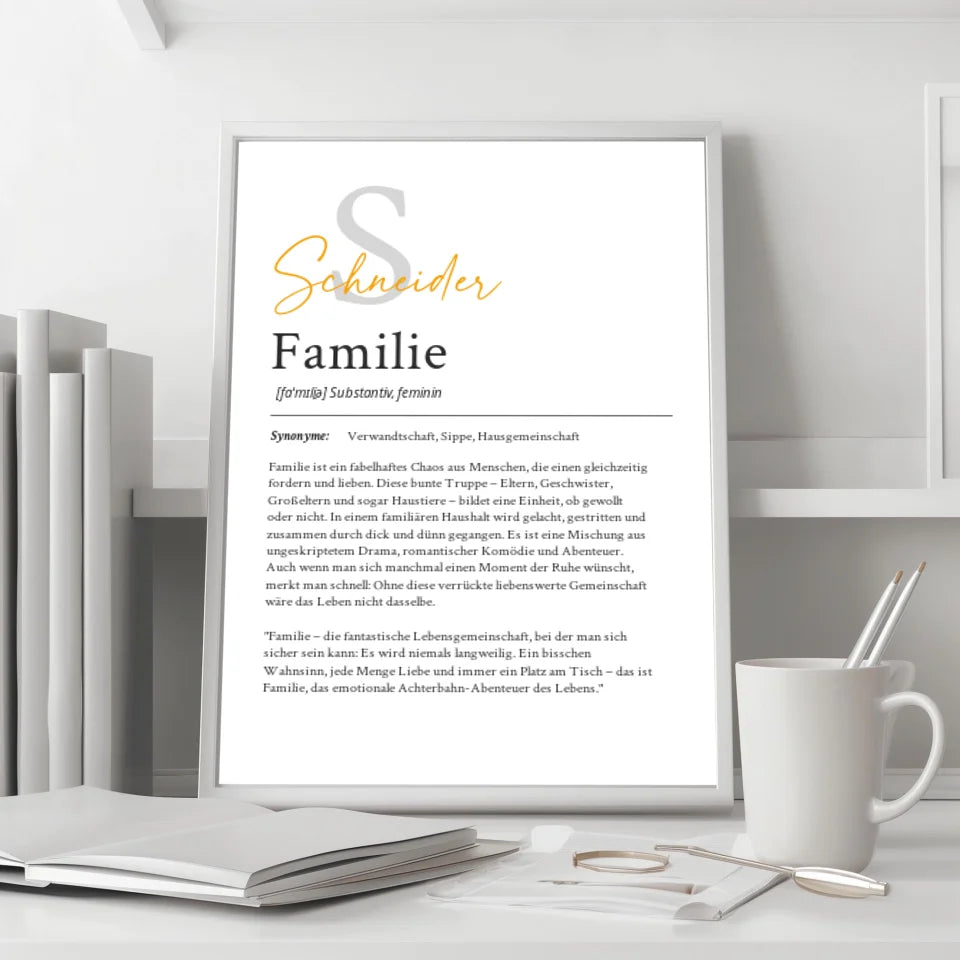 Definition Poster Familie: personalisiertes Geschenk