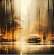 Abstrakte Stadtszene im Regen: Einzigartige Panoramabilder für dein Zuhause! - posterfolio.de