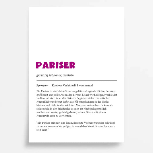 Dein personalisiertes Definition Poster "Pariser": Einzigartig & Charmant