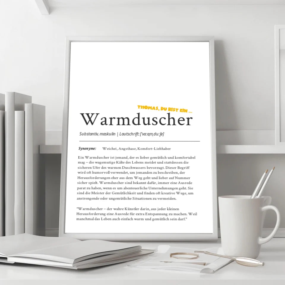 Personalisiertes Geschenk Poster mit Bilderrahmen