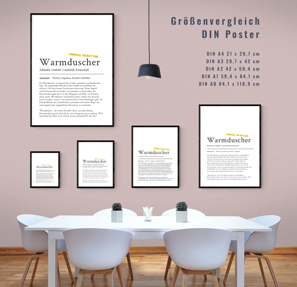 Definition Poster Warmduscher: Ein einzigartiges, personalisiertes Poster