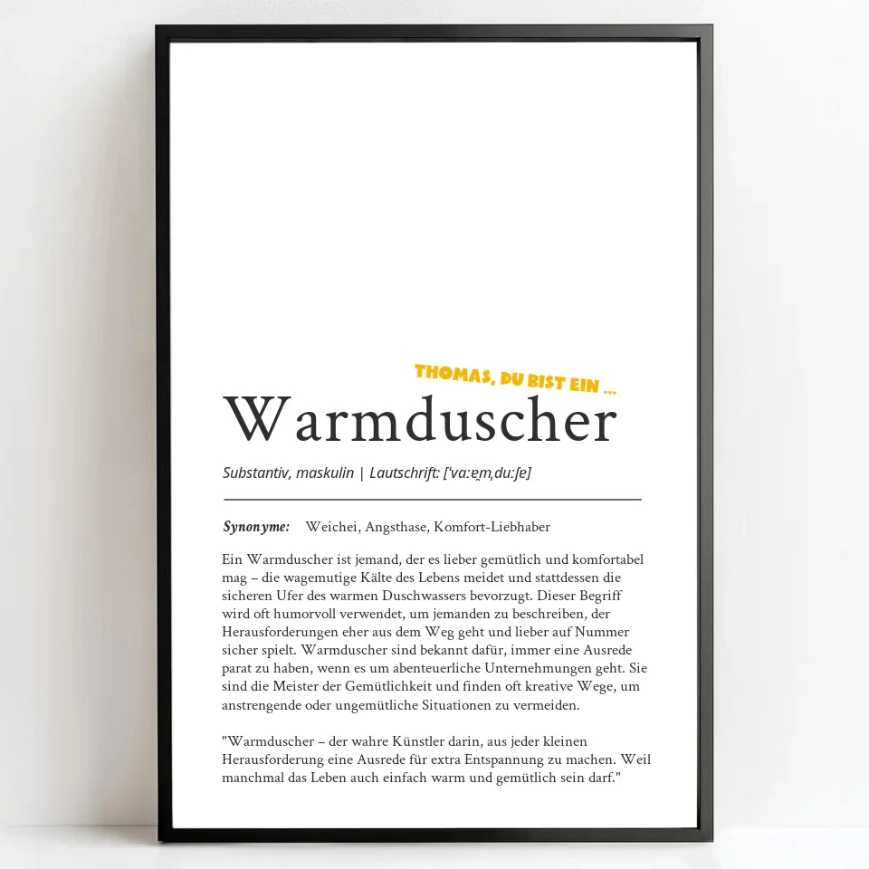 Personalisierte Poster Bilderrahmen schwarz matt 20 x 30 cm