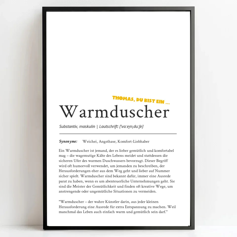 Personalisierte Poster Bilderrahmen schwarz matt 40 x 60 cm