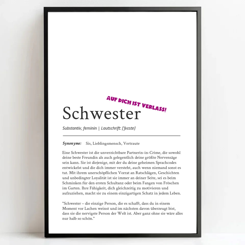 Personalisierte Poster Bilderrahmen schwarz matt 20 x 30 cm