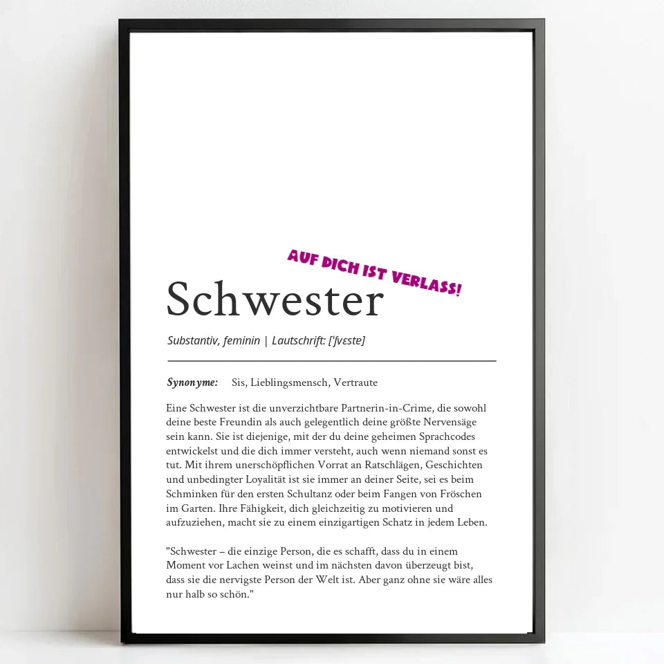 Personalisierte Poster Bilderrahmen schwarz matt 40 x 60 cm