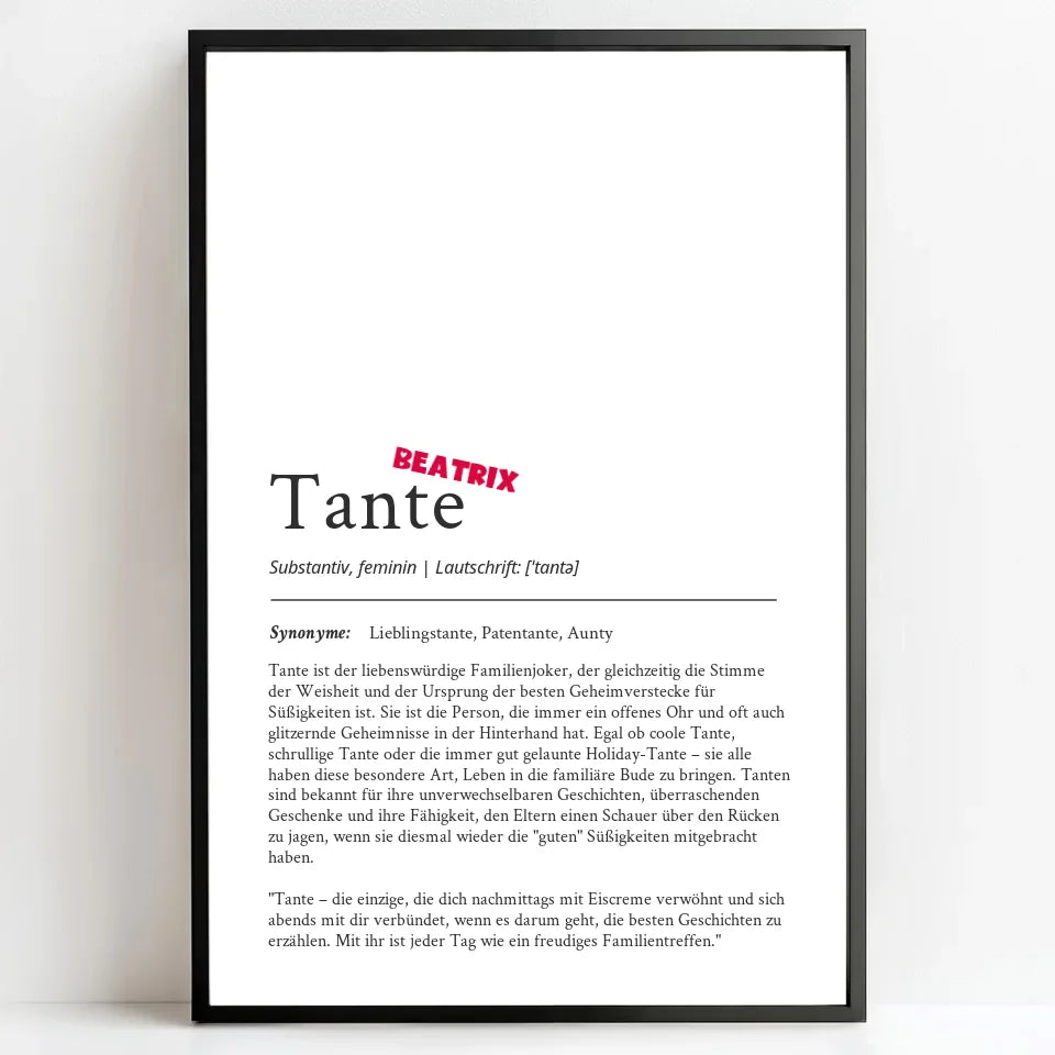 Personalisierte Poster Bilderrahmen schwarz matt 20 x 30 cm