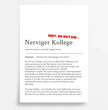 Dein personalisiertes Definition Poster "Nerviger Kollege": Humorvoll & Einzigartig