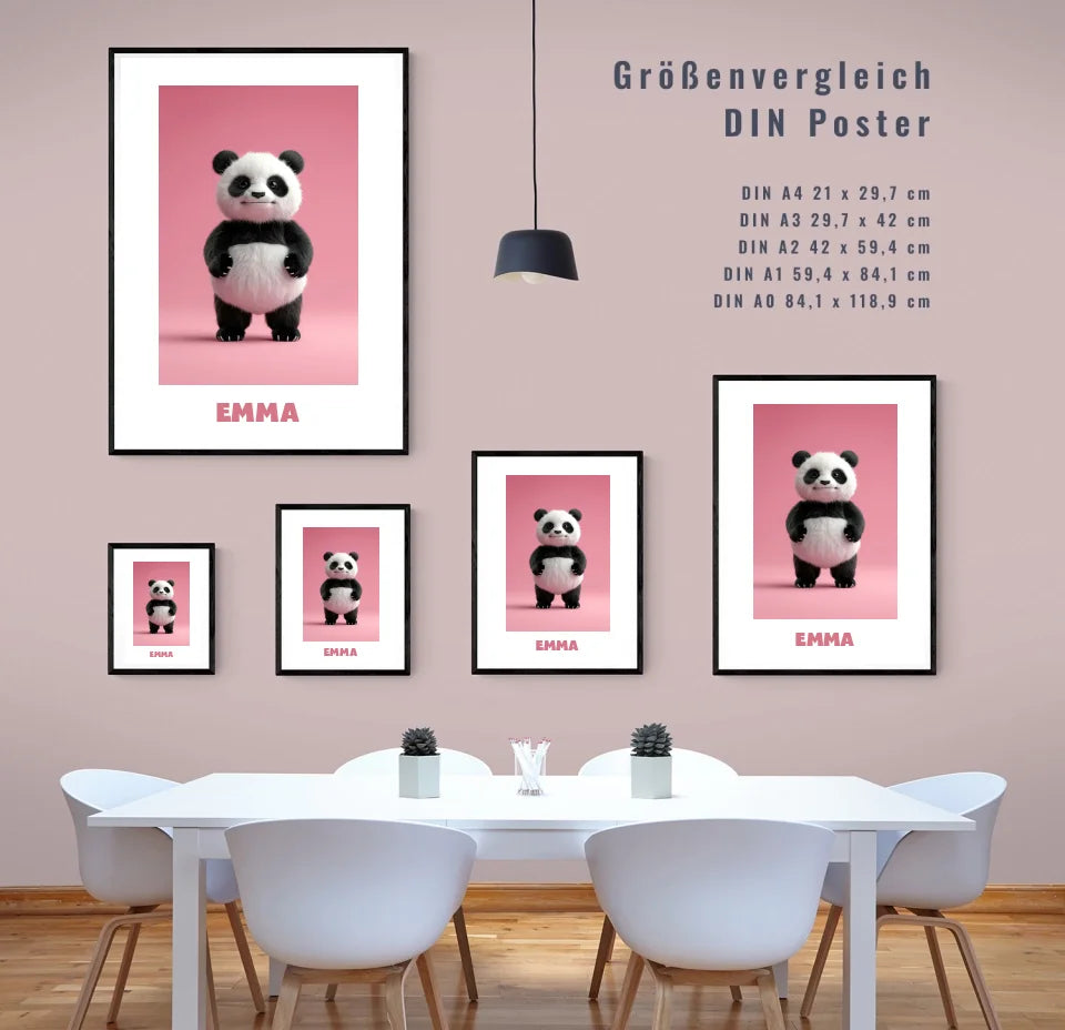 Fröhlicher Panda: Dein personalisiertes Poster für strahlende Kinderzimmer!