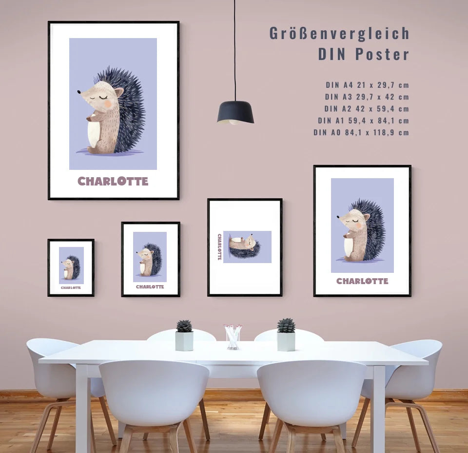 Kleiner Igel: Dein personalisiertes Poster für sanfte Träume!