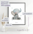 Liebenswertes Elefantenbaby: Dein personalisiertes Poster für pure Freude! - posterfolio.de