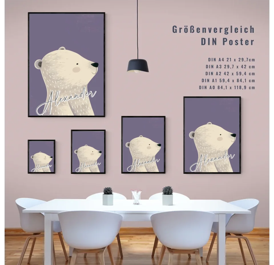 Fröhlicher Eisbär: Dein personalisiertes Poster fürs Kinderzimmer!