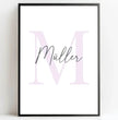 Einzigartiges Familienposter: zarte Initialen in sanften Pastelltönen - posterfolio.de